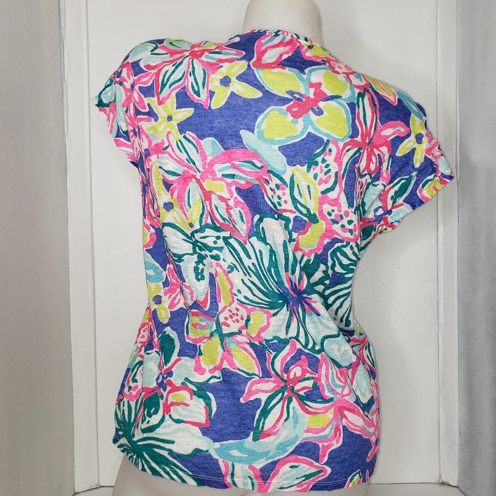LILLY PULITZER SHORT SLEEVE LINEN T SHIRT SIZE XXS - Picture 2 of 6